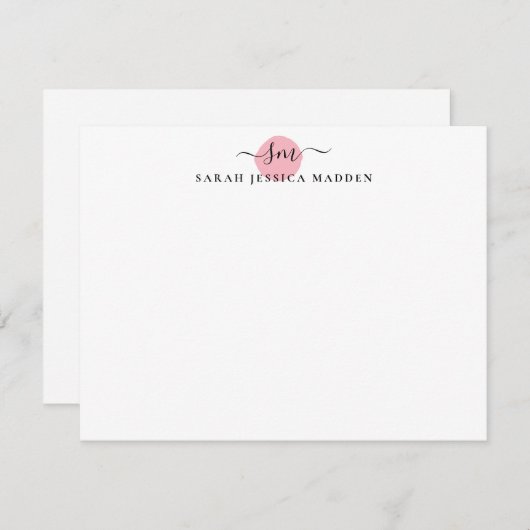 Elegante zwei Monogramm-Skript-Swash Blush Pink Do Mitteilungskarte (Vorne/Hinten)