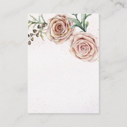 Elegante zwei rosa Rosen Hochzeitsdetails Begleitkarte (Rückseite)