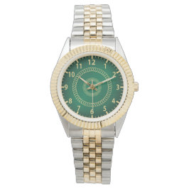Elegante zweifarbige Uhr mit grünem Zifferblatt un