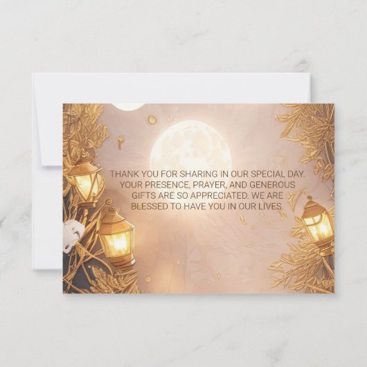 Elegante Zweige Rustikale Laterne Dankeskarte (Rückseite)