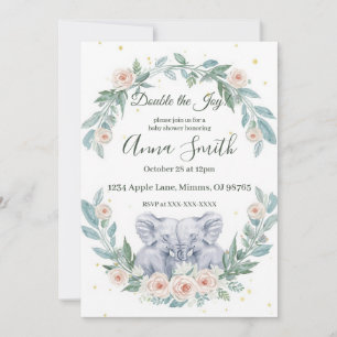 Elegante Zwillinge-Baby-Einladung – Aquarell Einladung