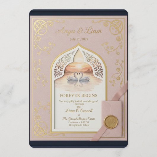 EleganteGoldeneHochzeitseinladung Programm (Vorderseite)