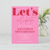 Eleganter 100. Geburtstag Einladung Rosa Glitzer (Stehend Vorderseite)