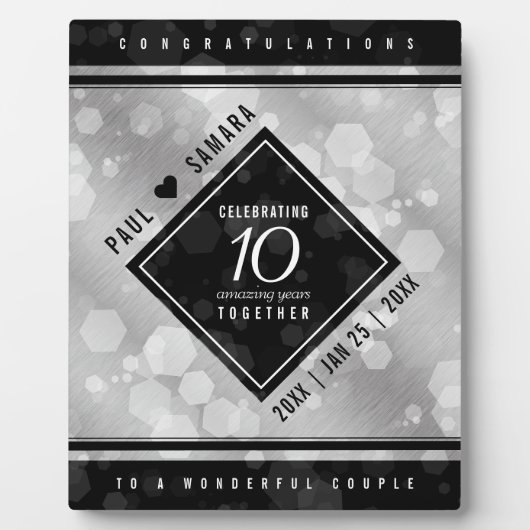 Eleganter 10. Geburtstag der Zehn-Zehn-Hochzeit Fotoplatte (Vorderseite)