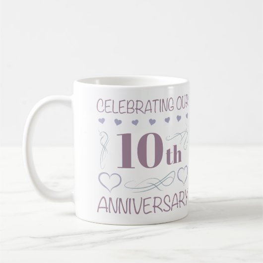 Eleganter 10. Hochzeitstag Lavendel Kaffeetasse (Links)