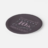 Eleganter 10. Hochzeitstag Lavendel Pappteller (Schrägansicht)