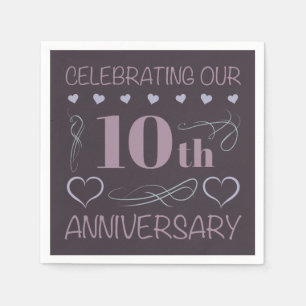 Eleganter 10. Hochzeitstag Lavendel Serviette