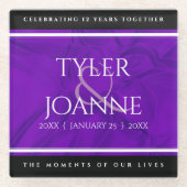 Eleganter 12. Silk Wedding Jubiläum Glasuntersetzer (Vorderseite)