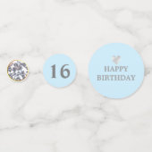 Eleganter 16. Geburtstag auf Hellblau Konfetti (Vorderseiten)