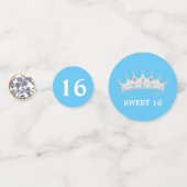 Eleganter 16. Geburtstag auf Hellblau Konfetti (Rückseiten)