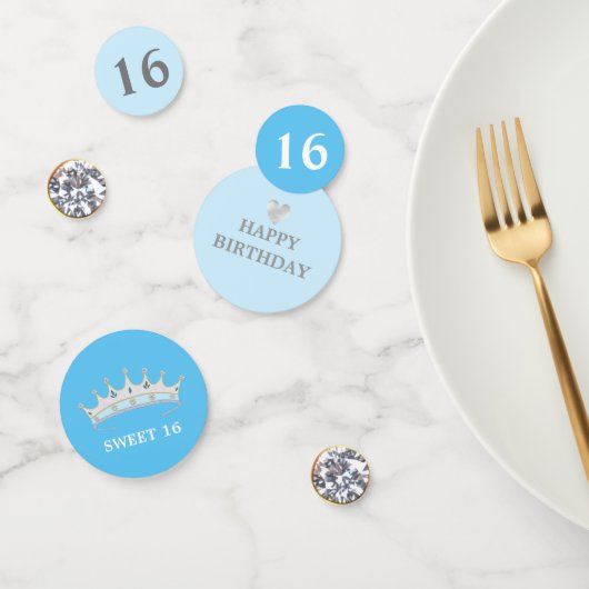 Eleganter 16. Geburtstag auf Hellblau Konfetti (Gruppe)