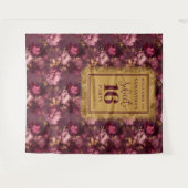 Eleganter 16 . Geburtstag Burgundy Gold Hintergrun Wandteppich (Vorderseite (Horizontal))