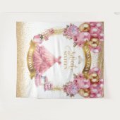 Eleganter 16 . Geburtstag Hintergrund Rosa Goldbal Wandteppich (Vorderseite (Horizontal))