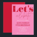 Eleganter 17. Geburtstag Einladung Pink Glitzer Gl<br><div class="desc">Eleganter 17. Geburtstag Einladung Pink Glitzer Glam Sparkle Kalligraphie Typografie feminine Meilenstein Klassik elegante Glamour</div>