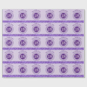 Eleganter 18. Geburtstag Lila Glitzer mit Streifen Geschenkpapier (Flach)