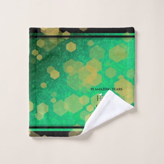 Eleganter 19. Jade Wedding Jubiläum Badhandtuch Set (Waschlappen)