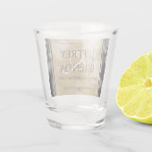 Eleganter 1. Jahrestag der Hochzeit Schnapsglas (Rückseite)