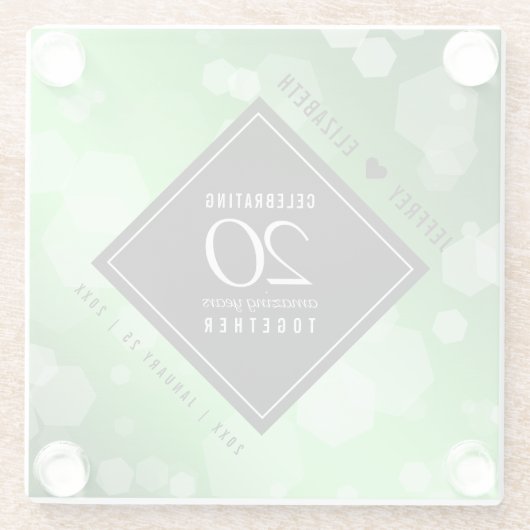 Eleganter 20. Emerald Wedding Jubiläum Glasuntersetzer (Rückseite)