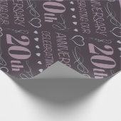 Eleganter 20. Hochzeitstag Lavendel Geschenkpapier (Ecke)