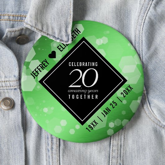 Eleganter 20. Smaragdgrüner Hochzeitstag Button (Beispiel)