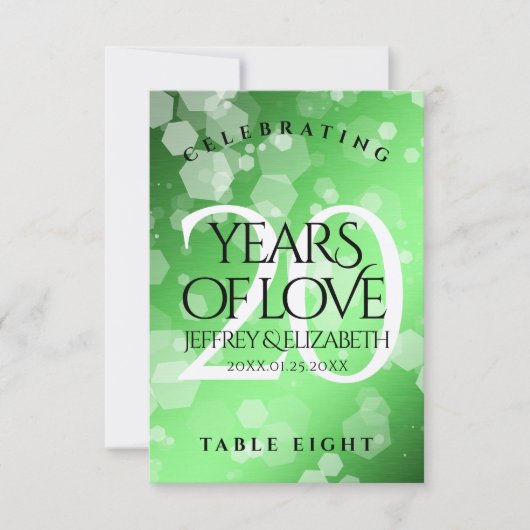 Eleganter 20. Smaragdgrüner Hochzeitstag Dankeskarte (Vorderseite)