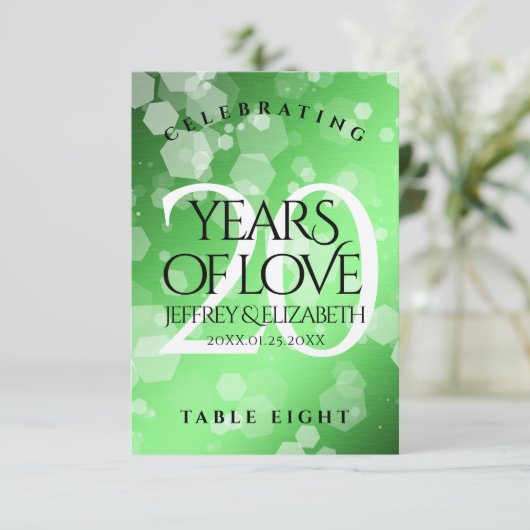 Eleganter 20. Smaragdgrüner Hochzeitstag Dankeskarte (Stehend Vorderseite)