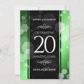 Eleganter 20. Smaragdgrüner Hochzeitstag Einladung (Vorderseite)