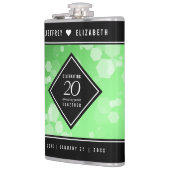 Eleganter 20. Smaragdgrüner Hochzeitstag Flachmann (Links)