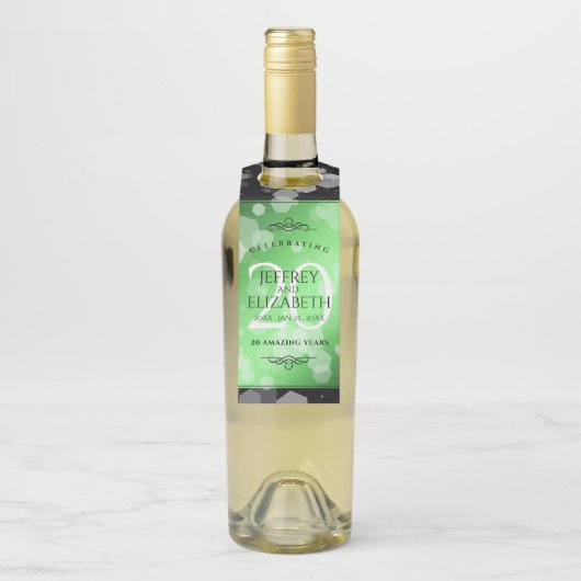 Eleganter 20. Smaragdgrüner Hochzeitstag Flaschenanhänger (Auf Flasche)