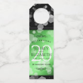 Eleganter 20. Smaragdgrüner Hochzeitstag Flaschenanhänger (Vorderseite)