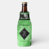 Eleganter 20. Smaragdgrüner Hochzeitstag Flaschenkühler (Flaschenvorderseite)