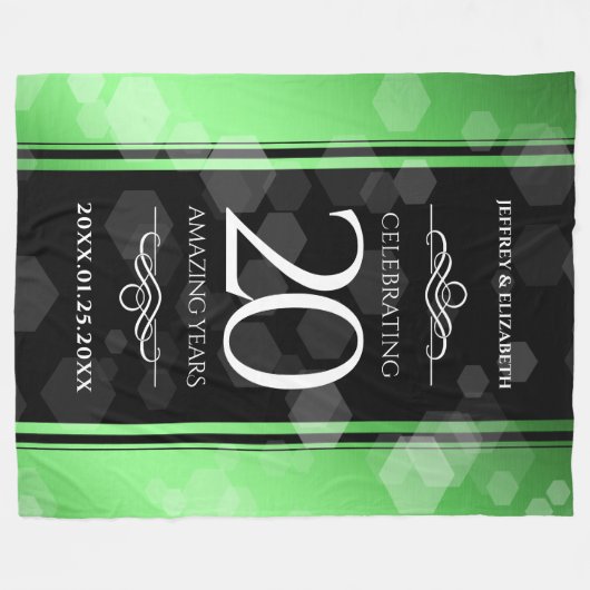 Eleganter 20. Smaragdgrüner Hochzeitstag Fleecedecke (Vorderseite (Horizontal))