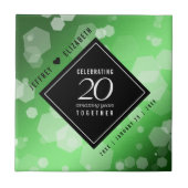 Eleganter 20. Smaragdgrüner Hochzeitstag Fliese (Vorderseite)