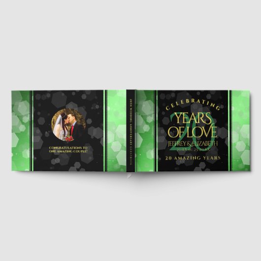 Eleganter 20. Smaragdgrüner Hochzeitstag Gästebuch (Voll)
