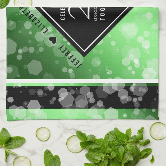 Eleganter 20. Smaragdgrüner Hochzeitstag Geschirrtuch (Gefaltet)