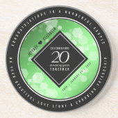 Eleganter 20. Smaragdgrüner Hochzeitstag Getränkeuntersetzer (Vorne)