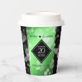 Eleganter 20. Smaragdgrüner Hochzeitstag Pappbecher (Rückseite)