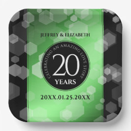 Eleganter 20. Smaragdgrüner Hochzeitstag Pappteller