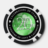 Eleganter 20. Smaragdgrüner Hochzeitstag Pokerchips (Rückseite)