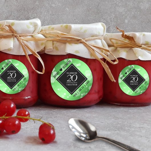 Eleganter 20. Smaragdgrüner Hochzeitstag Runder Aufkleber