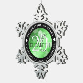 Eleganter 20. Smaragdgrüner Hochzeitstag Schneeflocken Zinn-Ornament (Rechts)