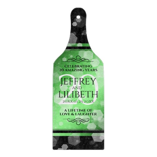 Eleganter 20. Smaragdgrüner Hochzeitstag Schneidebrett (Vorderseite)