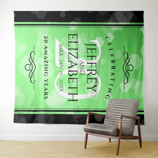 Eleganter 20. Smaragdgrüner Hochzeitstag Wandteppich (Beispiel (Horizontal))