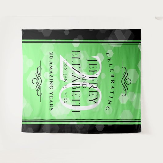 Eleganter 20. Smaragdgrüner Hochzeitstag Wandteppich (Vorderseite (Horizontal))