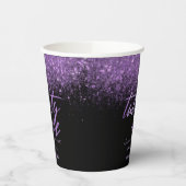 Eleganter 21. Geburtstag Schwarzer und Lila Glitze Pappbecher (Links)