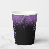 Eleganter 21. Geburtstag Schwarzer und Lila Glitze Pappbecher (Rechts)