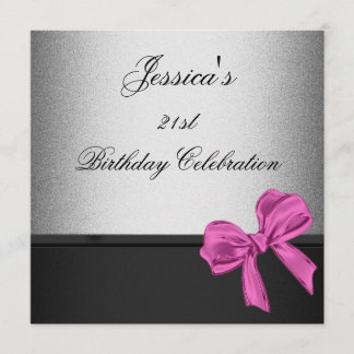 Eleganter 21. Geburtstags-schwarzer silberner rosa Einladung