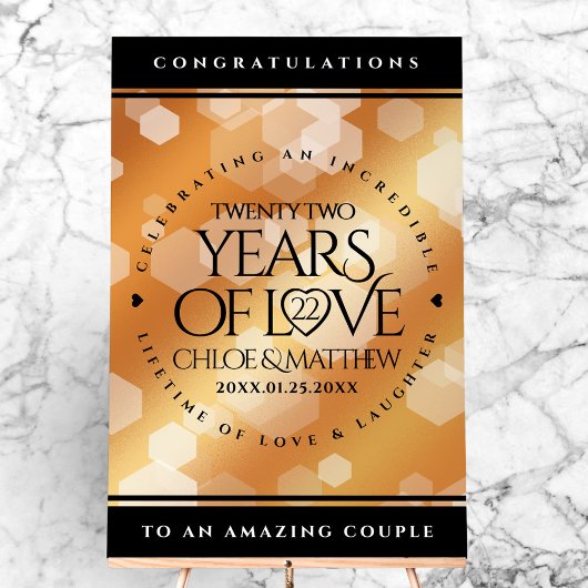 Eleganter 22. Geburtstag der Kupferhochzeit Acrylschild