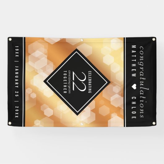 Eleganter 22. Geburtstag der Kupferhochzeit Banner (Horizontal)