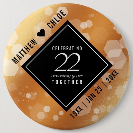 Eleganter 22. Geburtstag der Kupferhochzeit Button (Vorderseite)
